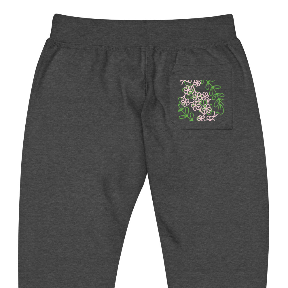 Floral fleece sweatpants