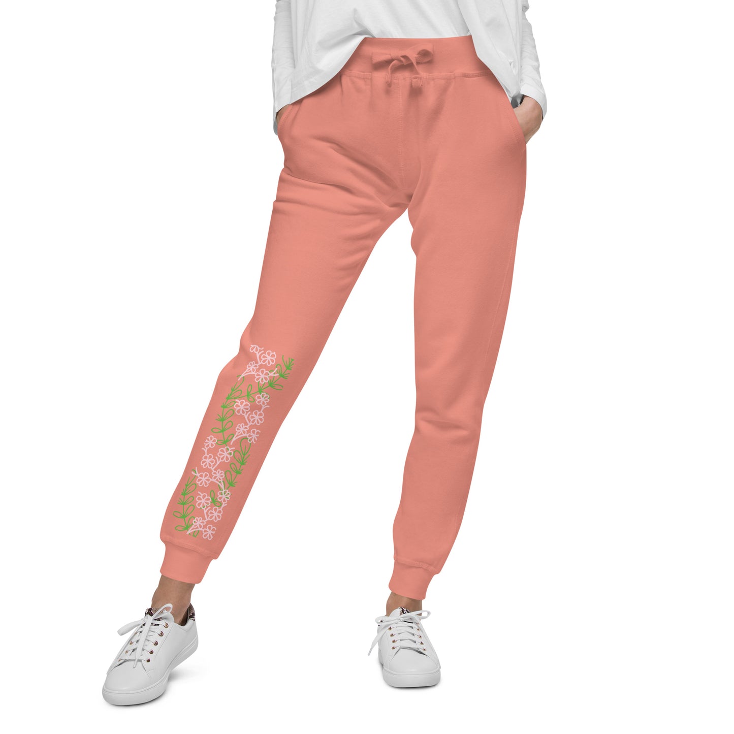 Floral fleece sweatpants