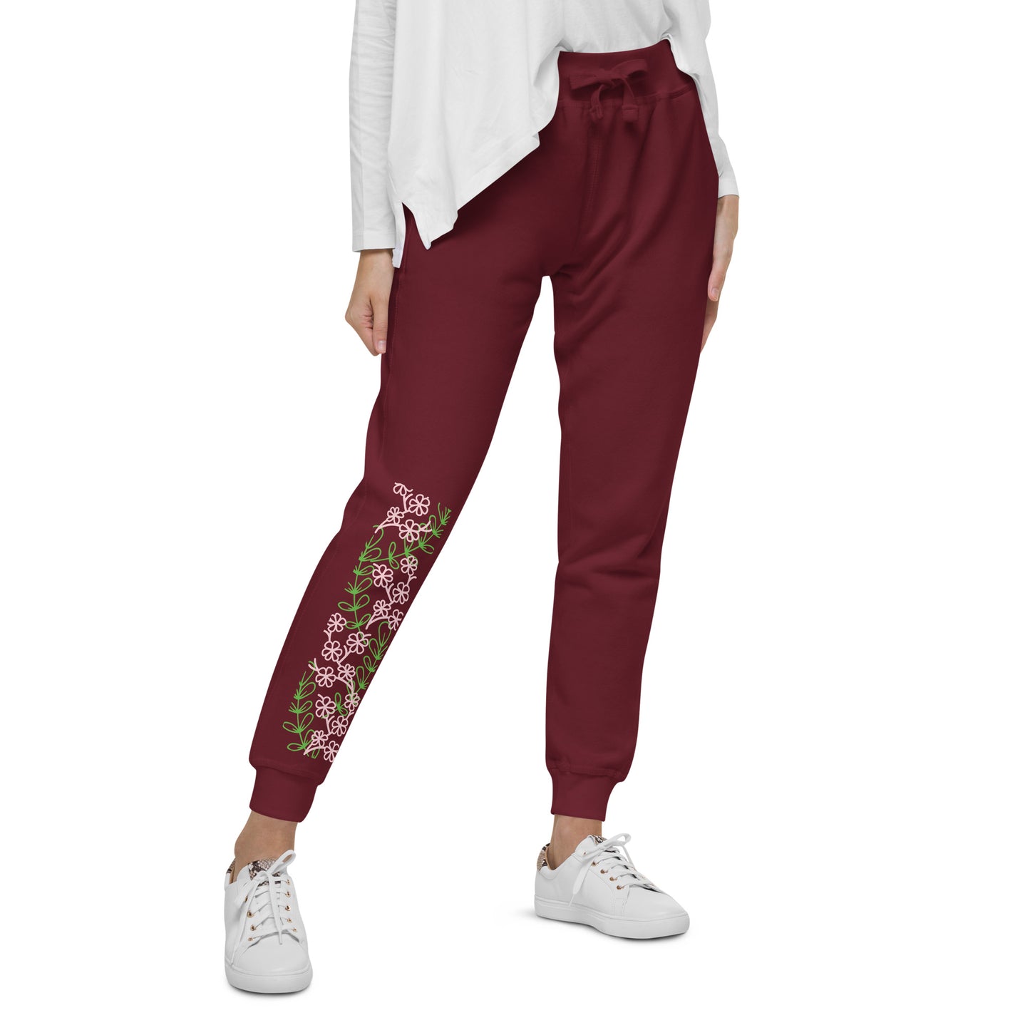 Floral fleece sweatpants