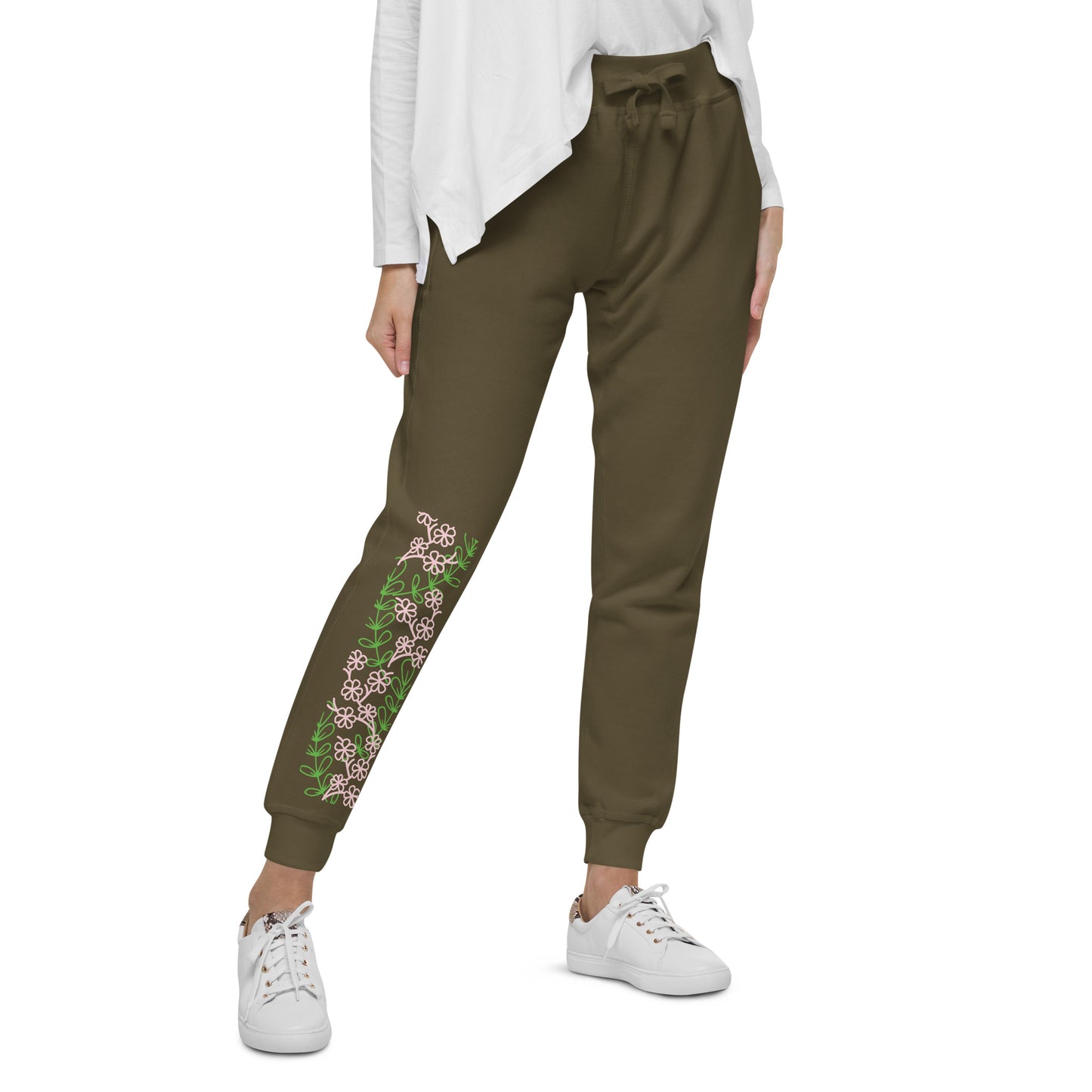 Floral fleece sweatpants