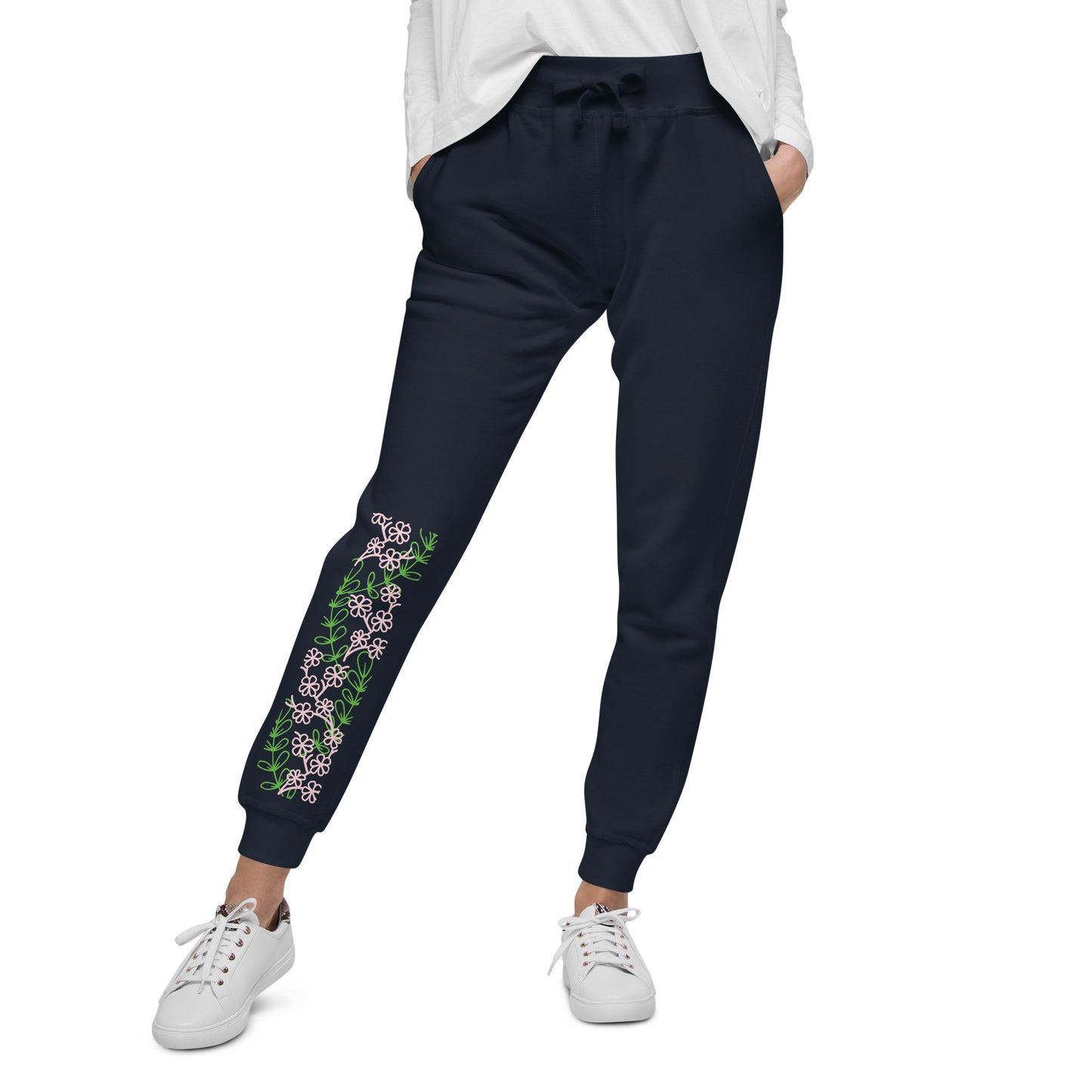 Floral fleece sweatpants