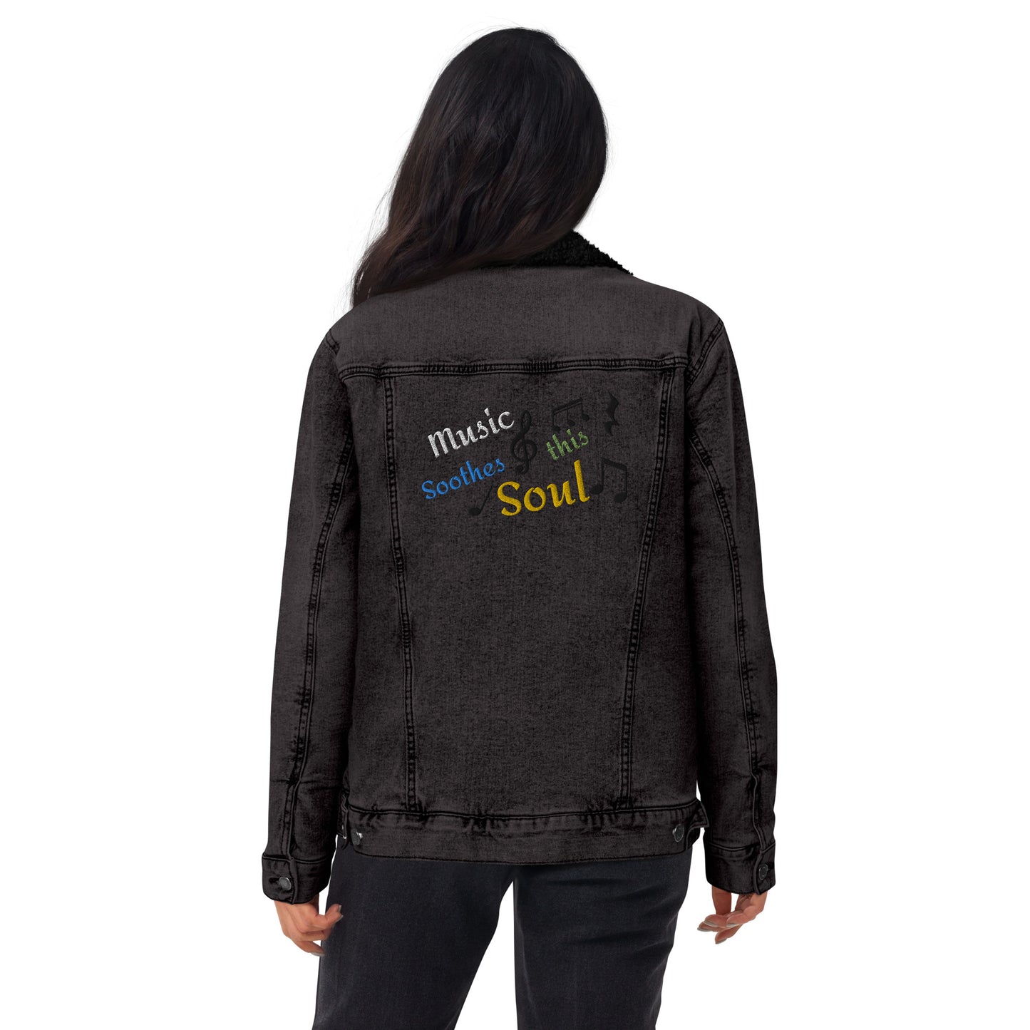 Music soothes this Soul denim sherpa jacket