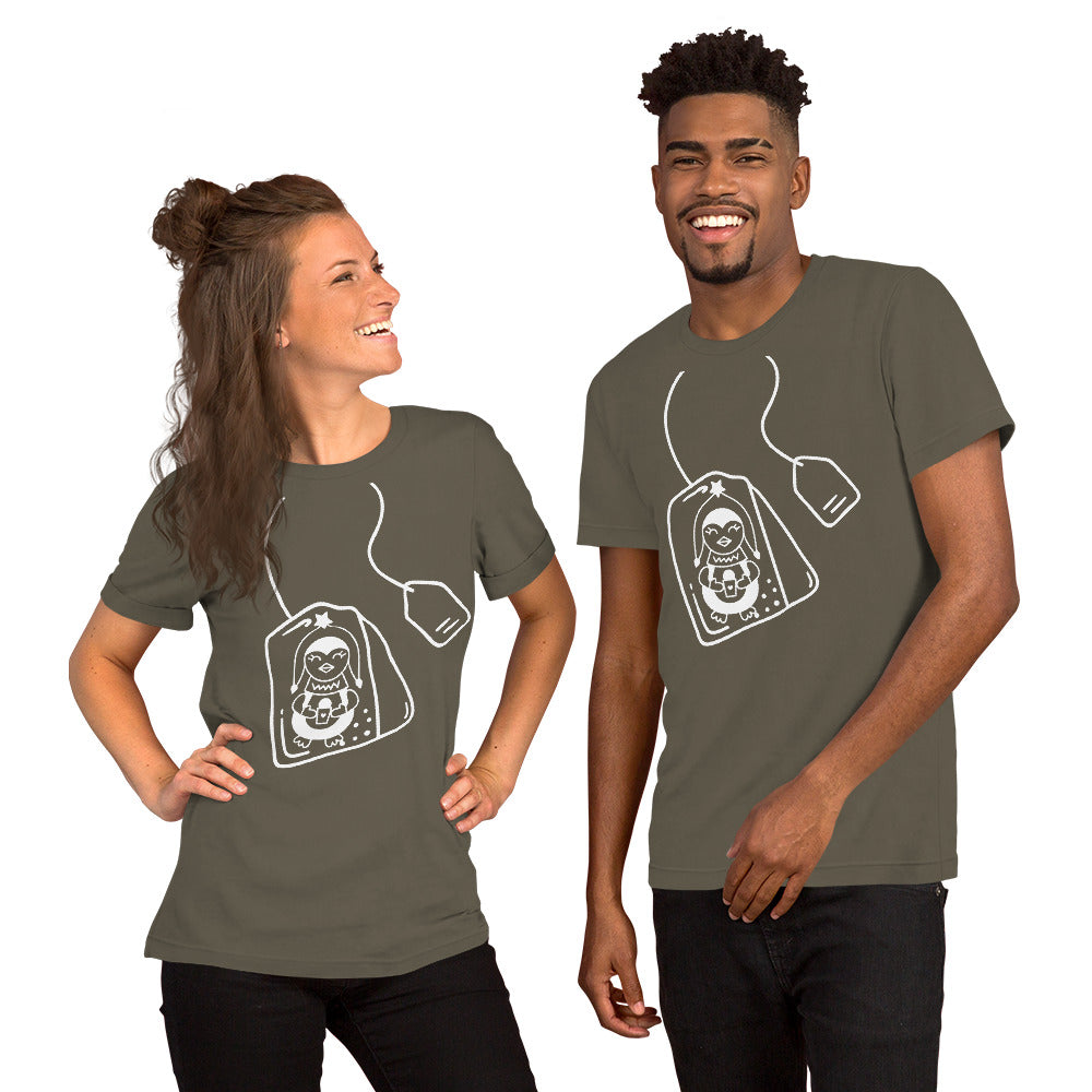 Penguin and tea Unisex t-shirt