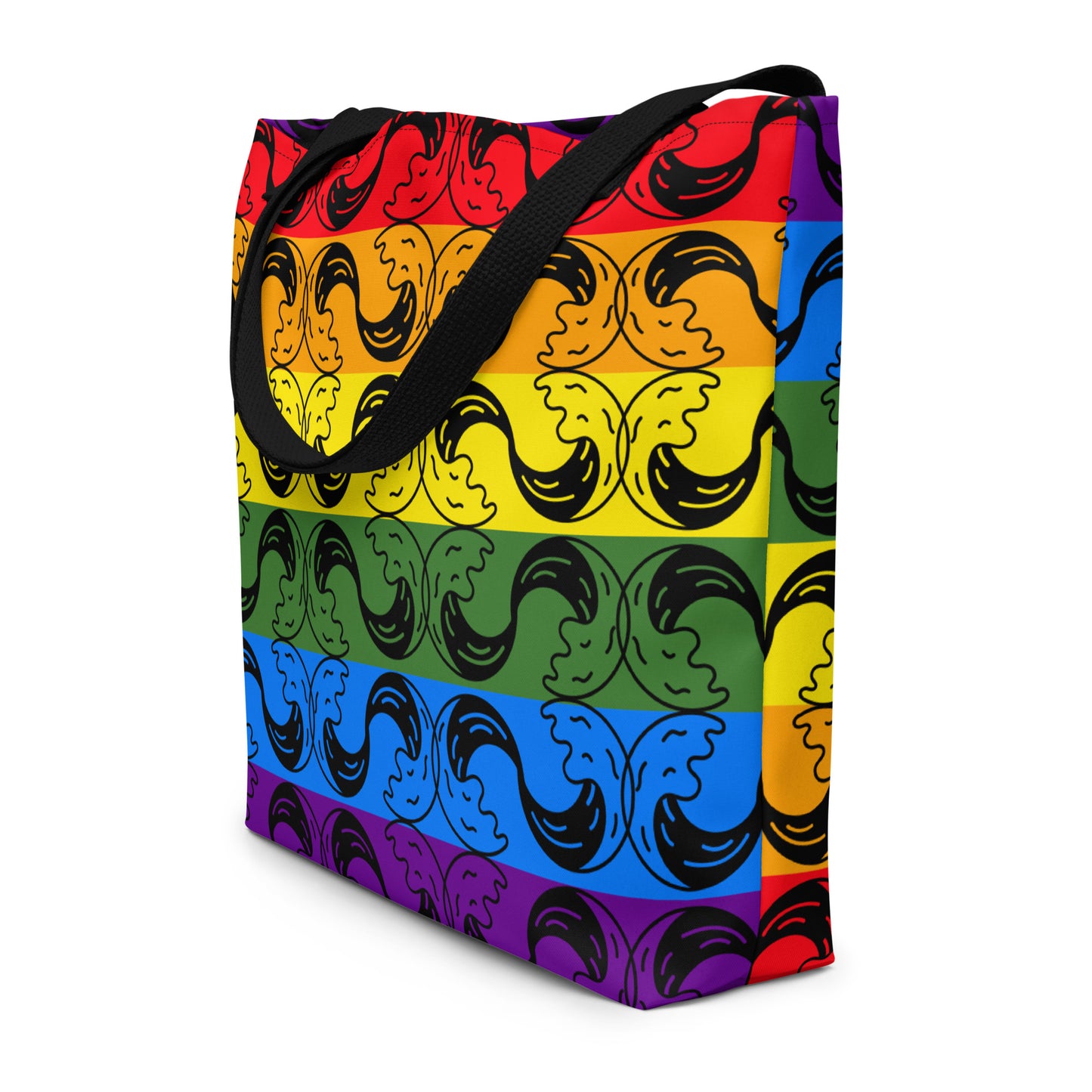 Rainbow waves Large Tote Bag