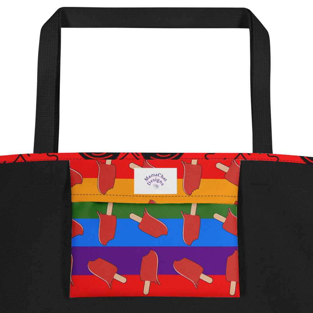 Rainbow waves Large Tote Bag