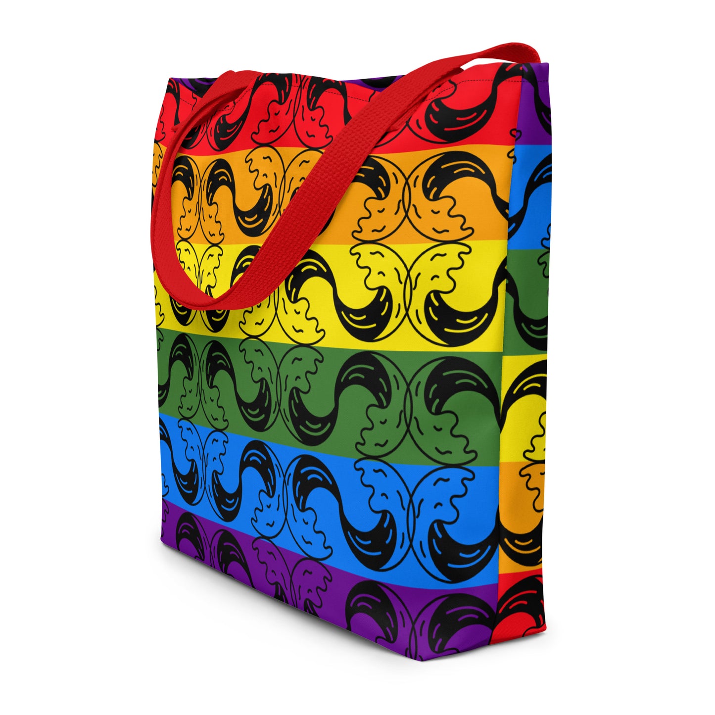 Rainbow waves Large Tote Bag