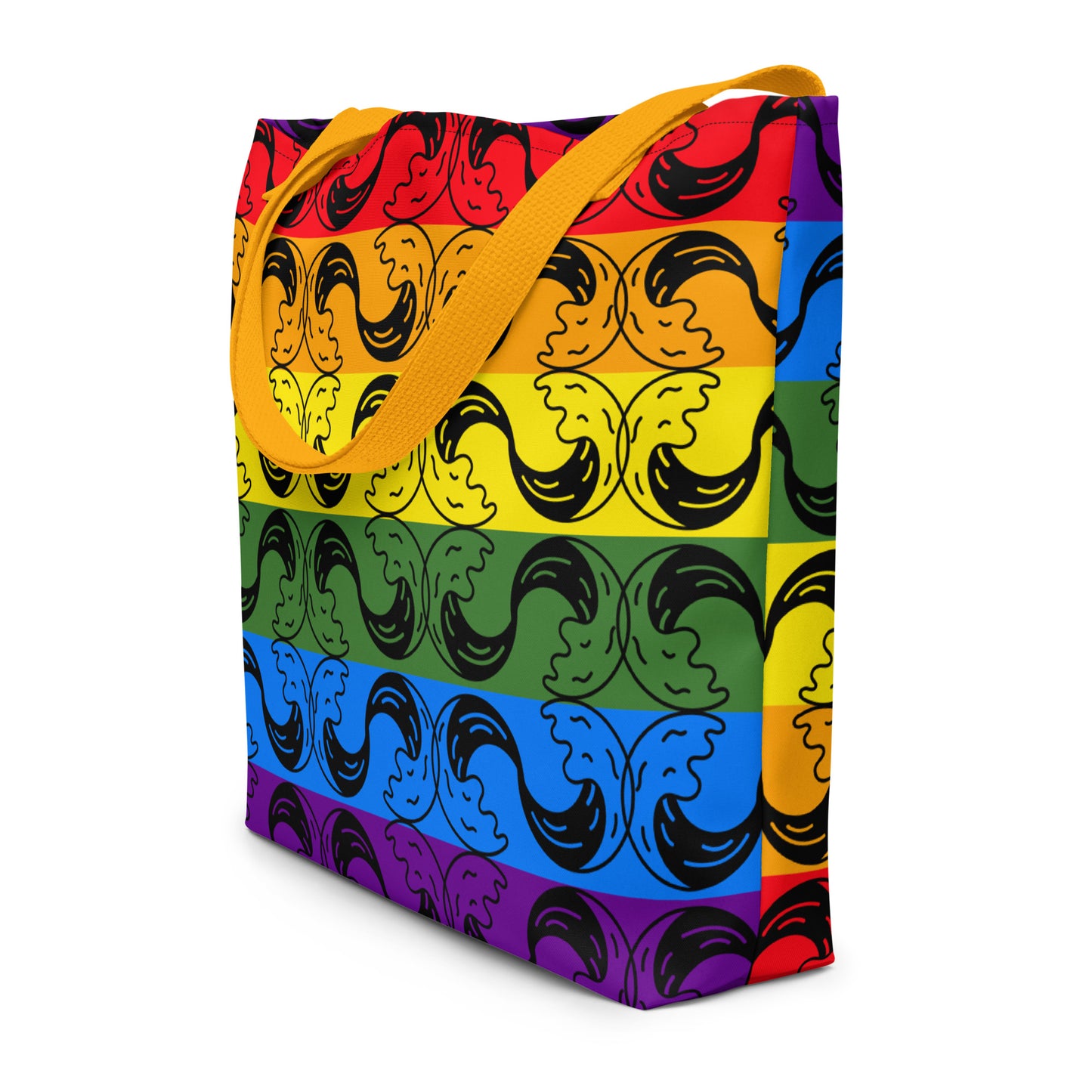 Rainbow waves Large Tote Bag