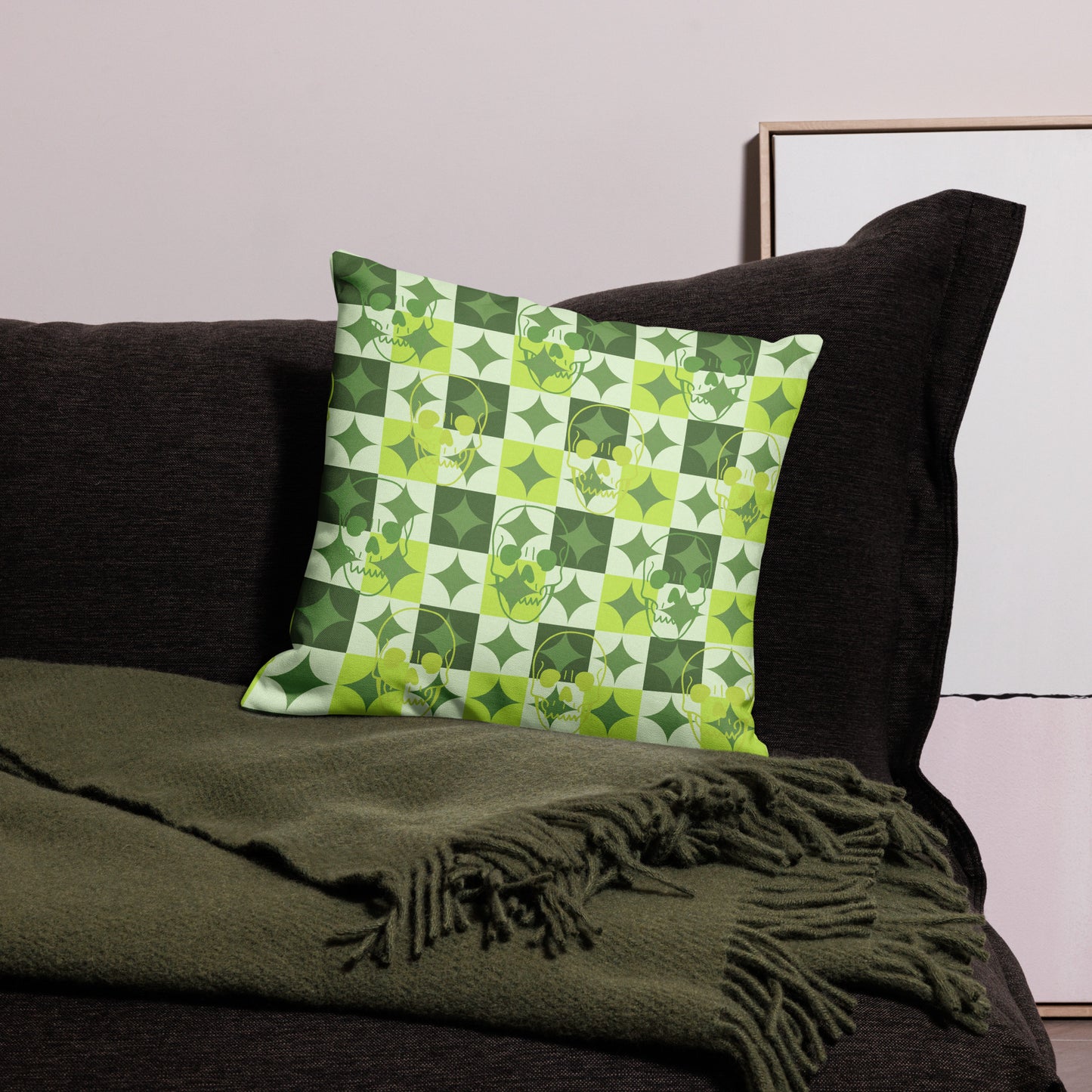 Green Skull Premium Pillow Case