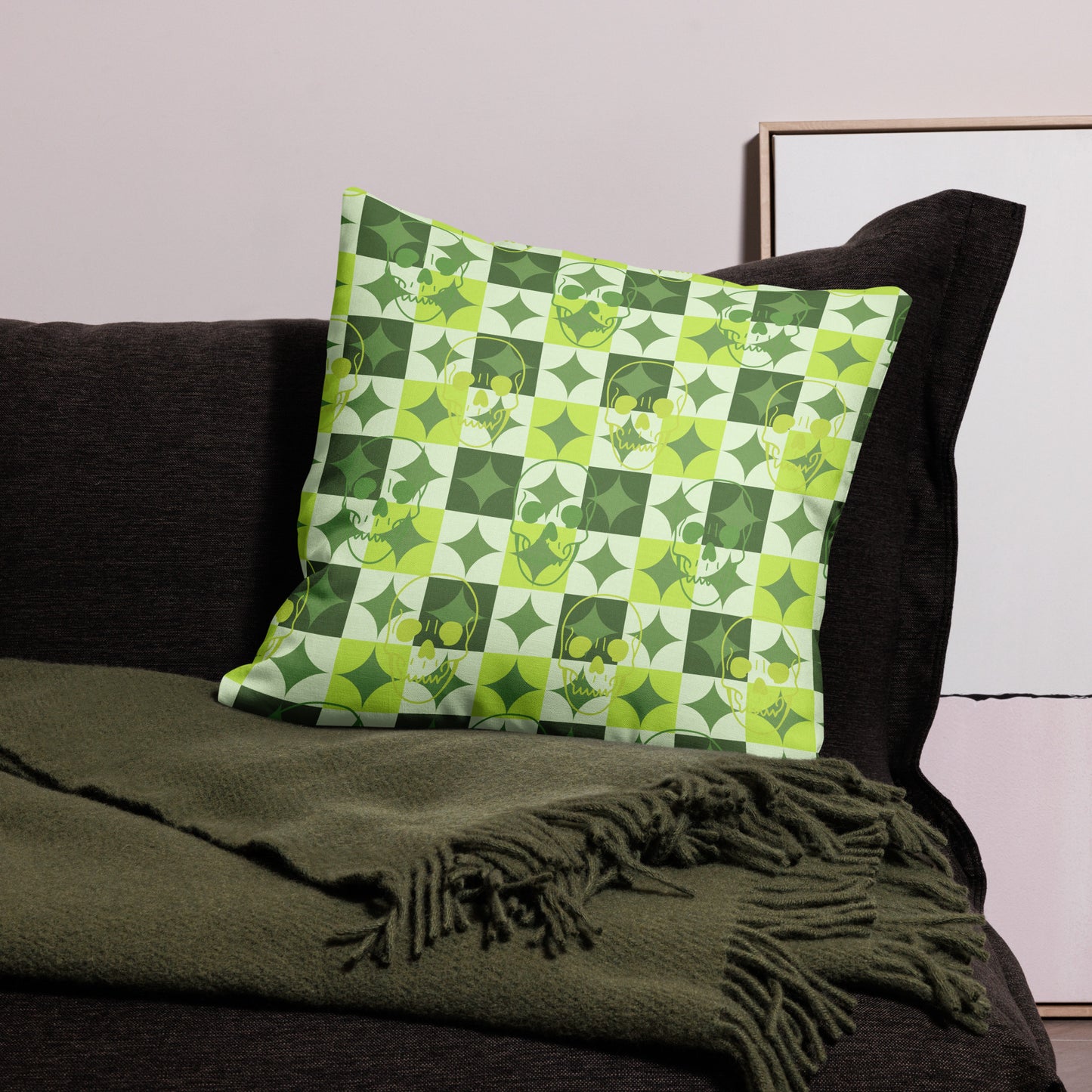 Green Skull Premium Pillow Case