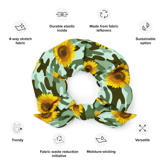 Camo sunflower recycled Scrunchie