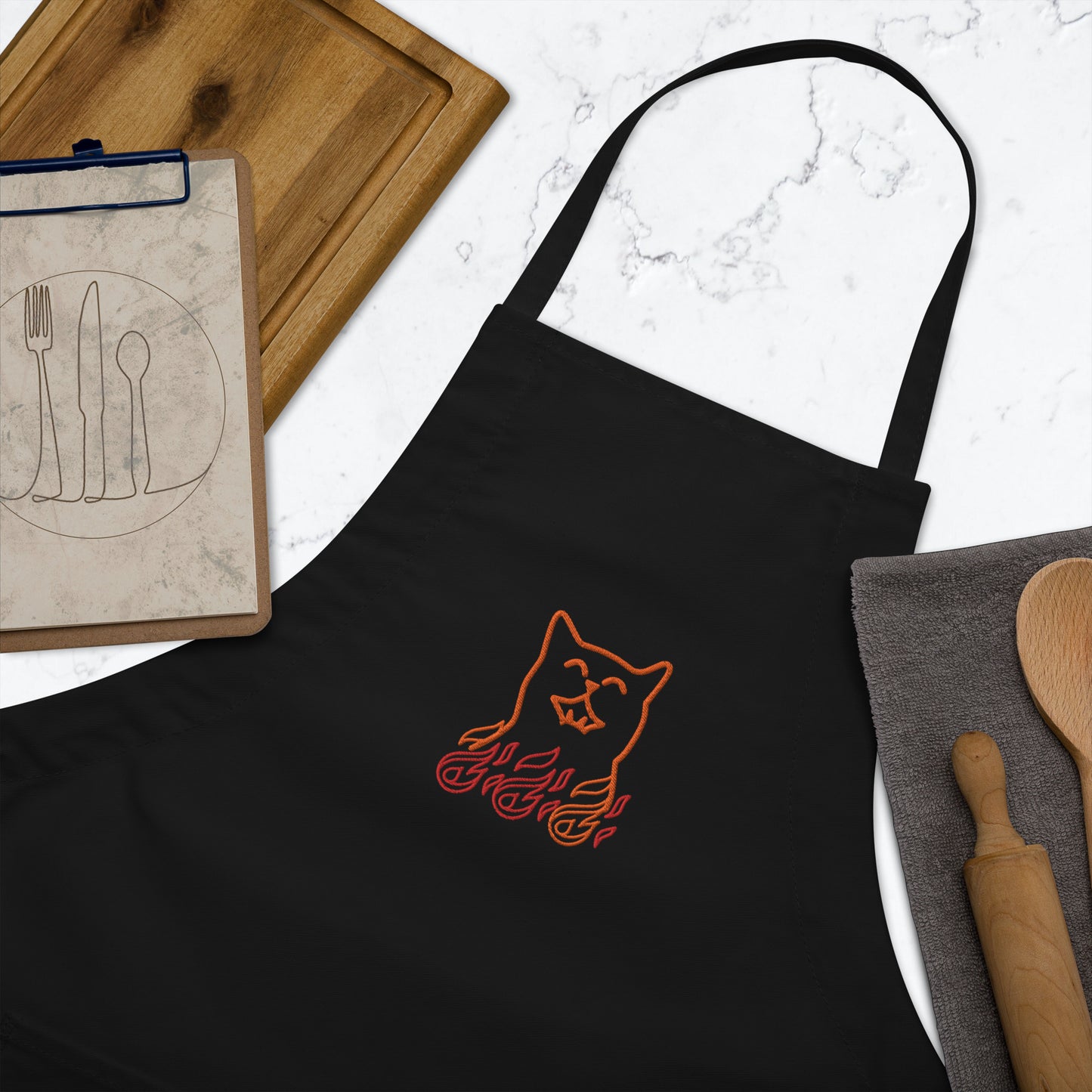 Cat in the Kitchen Embroidered Apron