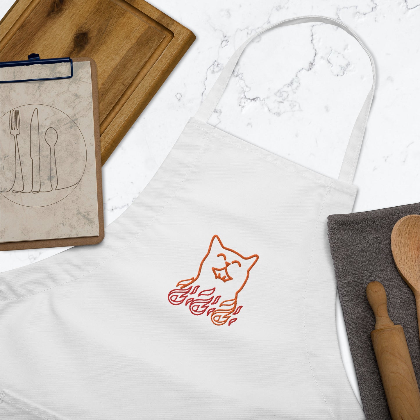 Cat in the Kitchen Embroidered Apron