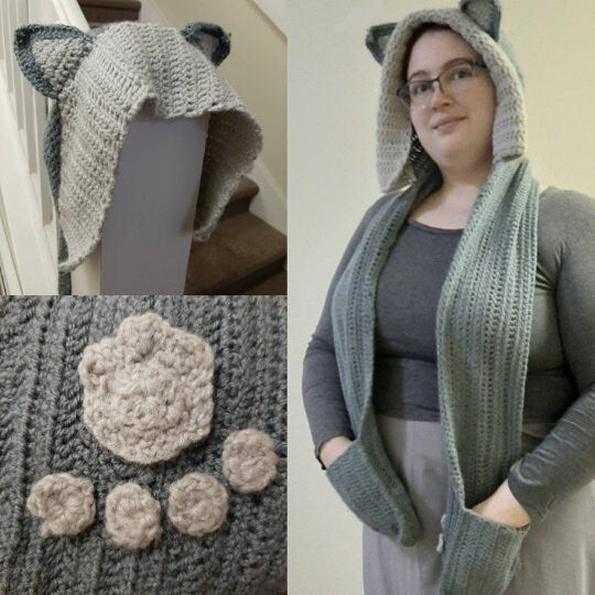 Pattern: hooded cat scarf w/pockets