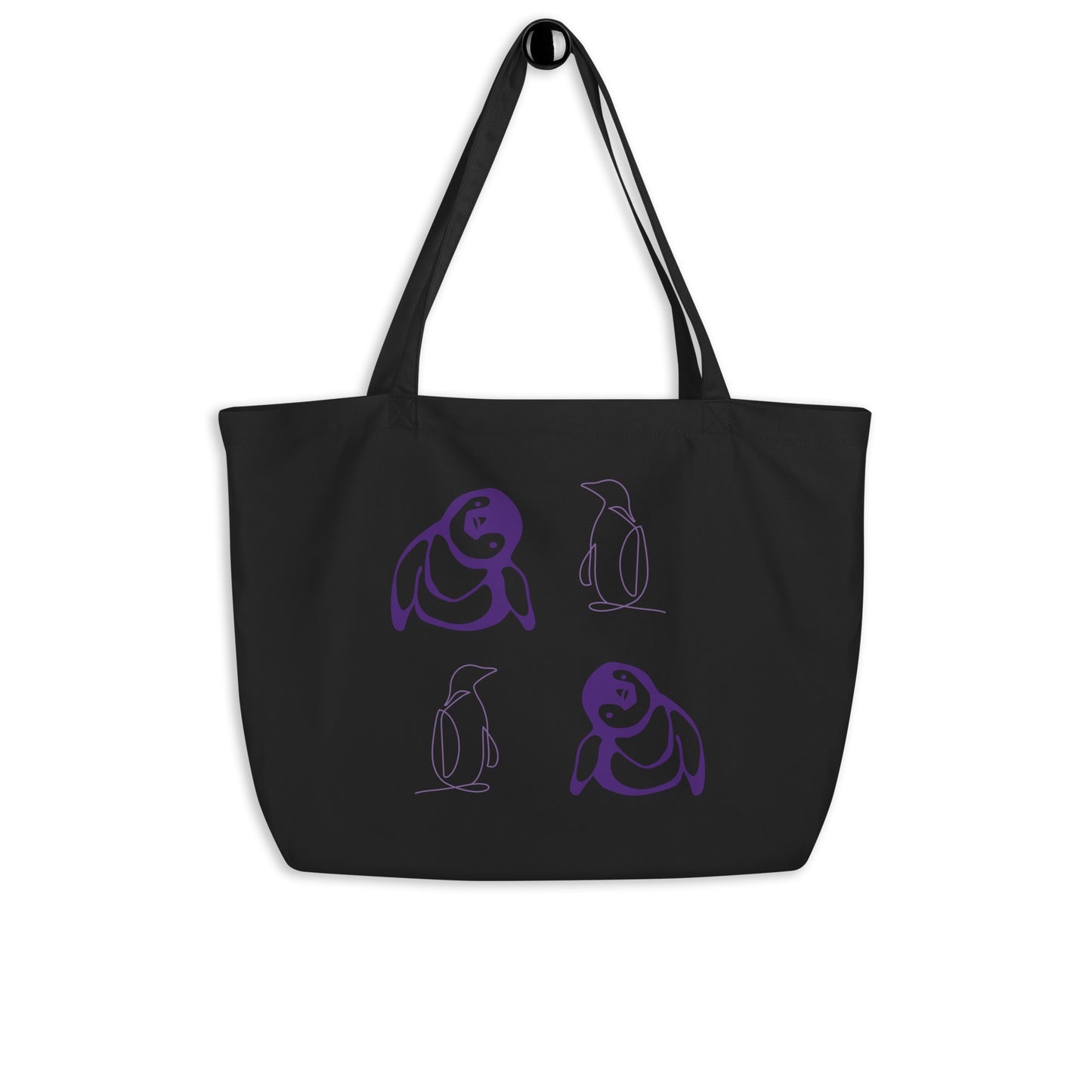 Purple Penguin Large organic tote bag